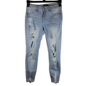 Refuge Skinny Jeans Womens Size 6 Blue Cotton Blend Ripped Distressed Pockets